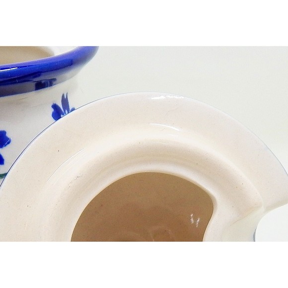 Zaklady Polish Pottery Lidded Sugar Bowl Daisy Field Aqua Floral Ivy Leaves - Picture 11 of 11